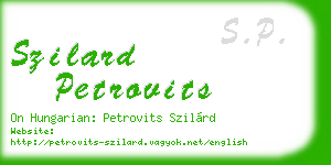 szilard petrovits business card